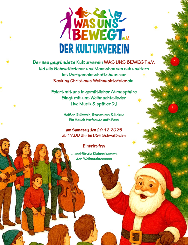 WAS UNS BEWEGT e.V Rockig Christmas-Weihnachtsfeier im DGH Schwaförden